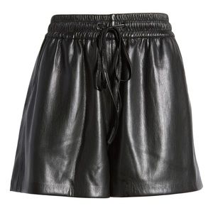Faux Leather Drawstring Shorts